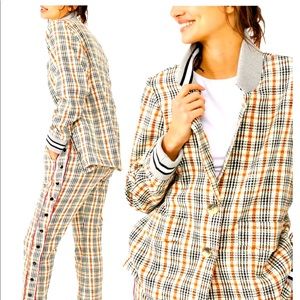 Free People- Victoria plaid track suit NWT
